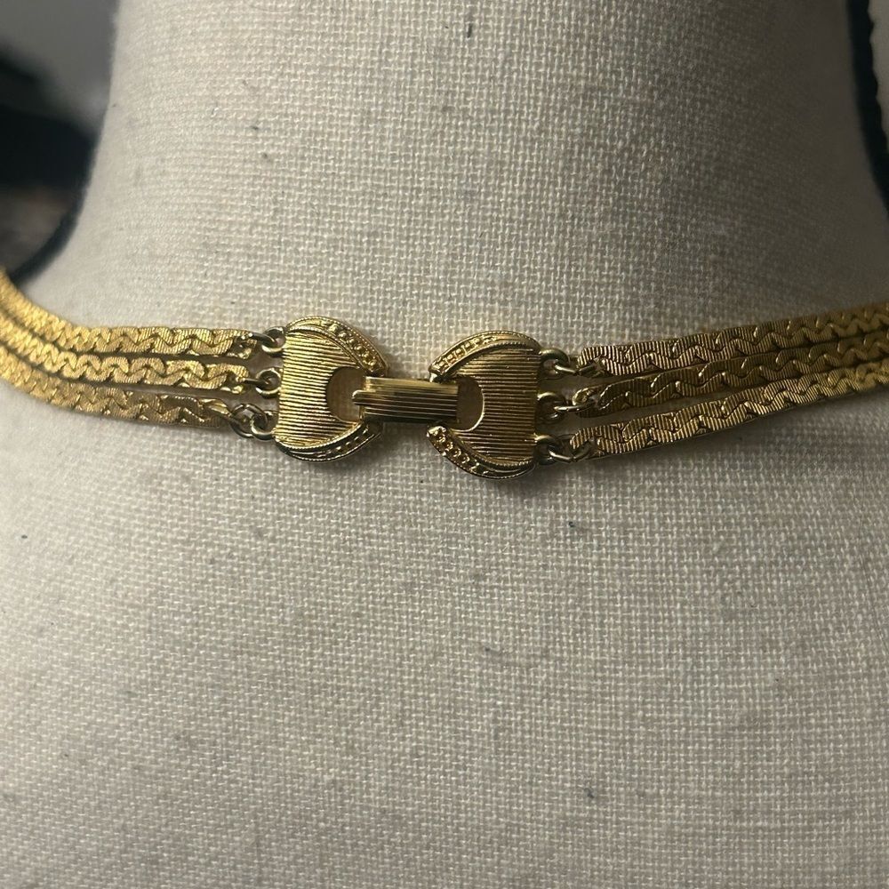 Vintage Goldette 3 Tier Necklace View 4